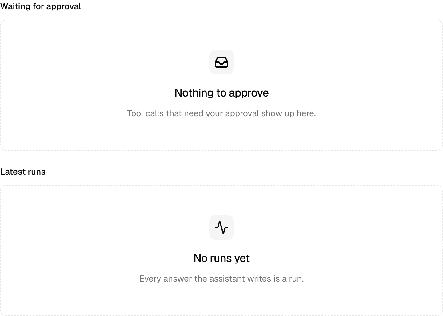 Agent activity in the Next.js example, signed in as the seed user