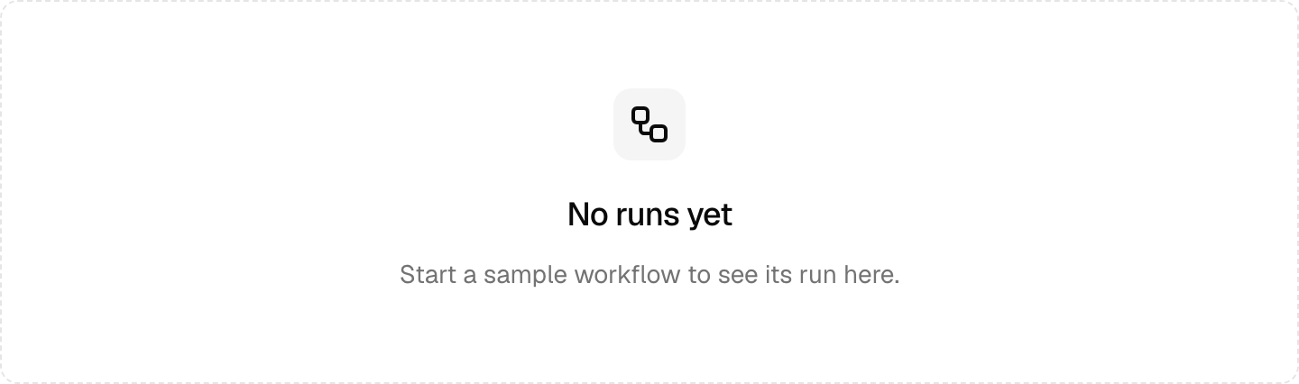 Workflow runs in the Next.js example, signed in as the seed user
