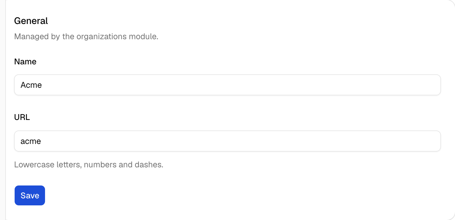 Workspace URL field in the Next.js example, signed in as the seed user